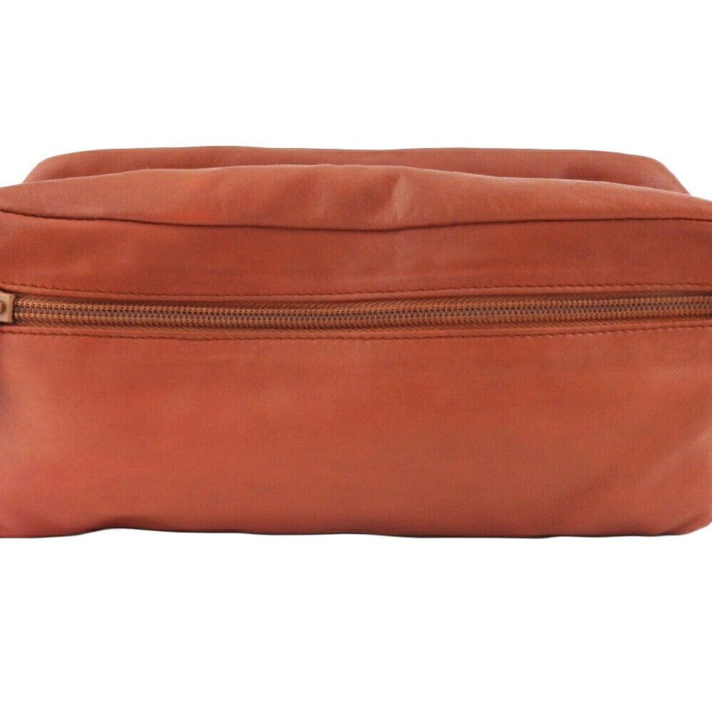 PRADA Clutch Bag Triangle Logo Leather Authentic - Picture 3 of 10